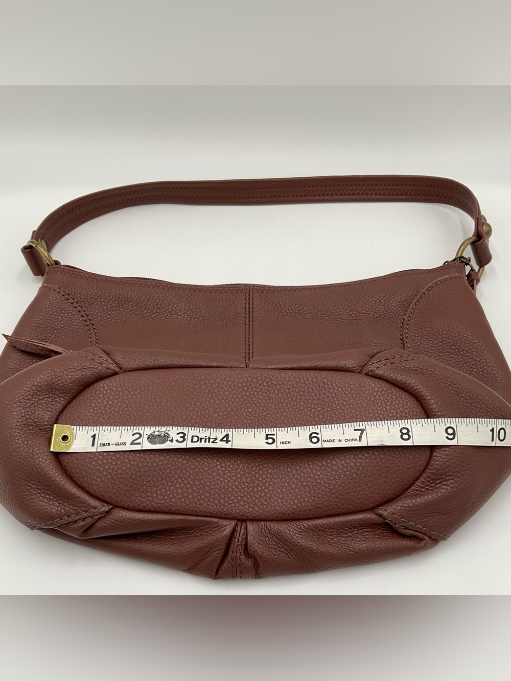 The Sak Rich Brown Pebbled Leather Hobo Bag with Top Stitching Detail - Picture 9 of 14